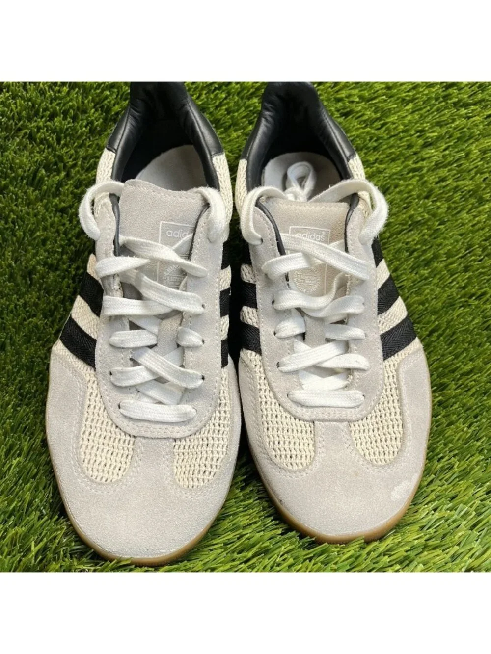 Adidas Gazelle Mens Size 6.5 Beige Black Gum Athletic Walking Shoes Sneakers